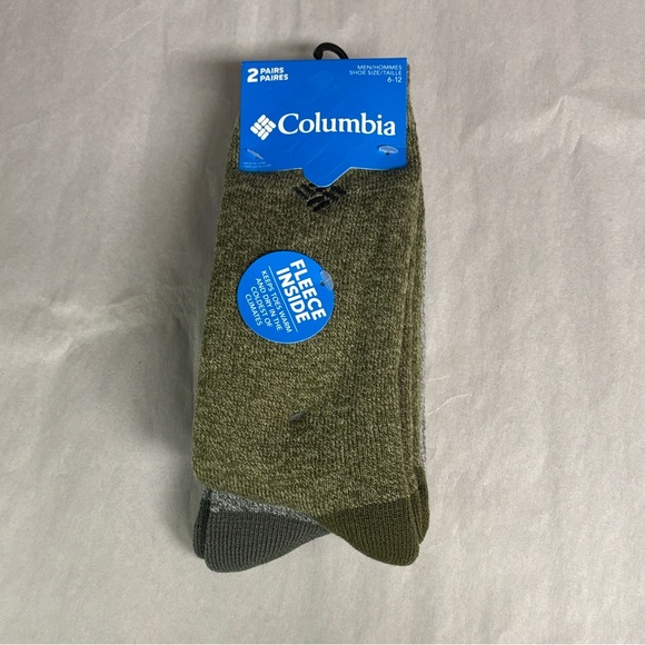 New Columbia Socks Men’s 2 Pair Green & Gray Warm Fleece Socks Activewear Casual - Picture 13 of 13